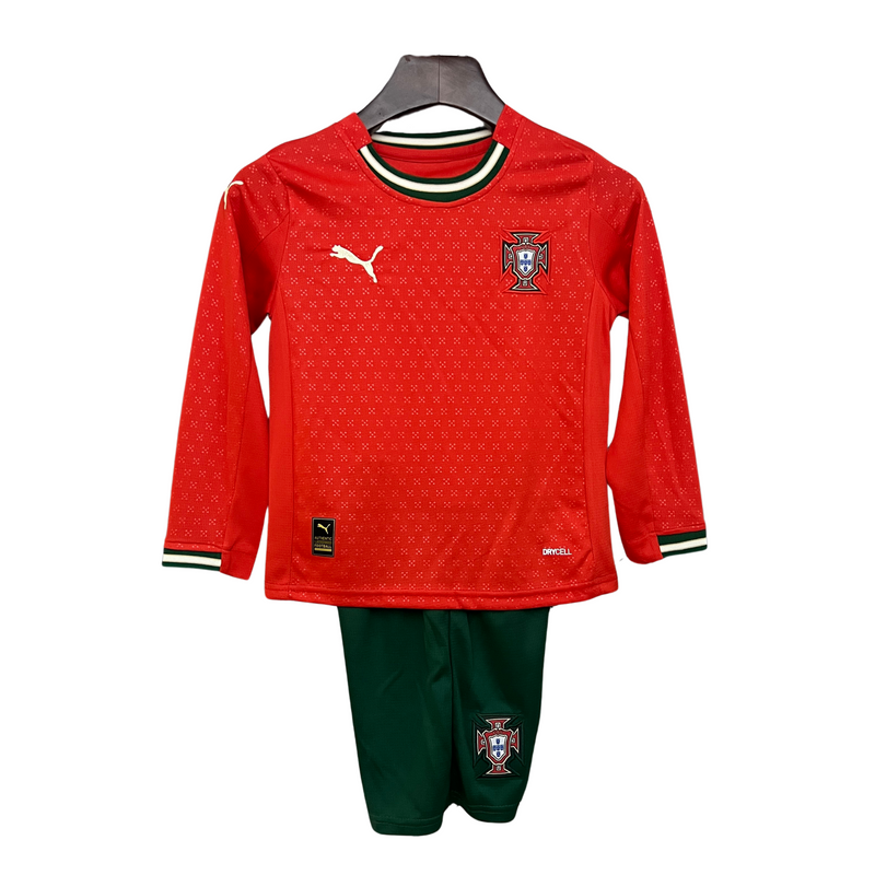 Camiseta de manga larga de Portugal I 2025 para niños 