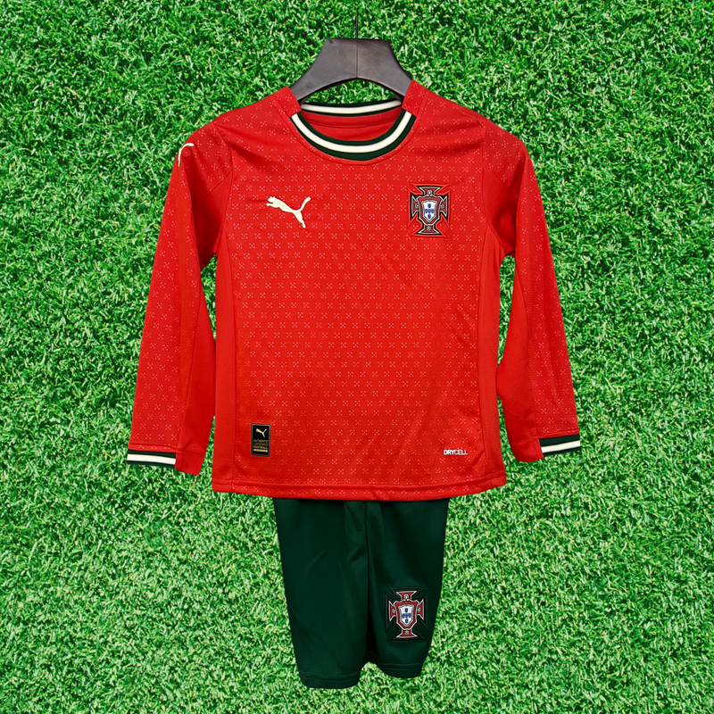 Camiseta de manga larga de Portugal I 2025 para niños 