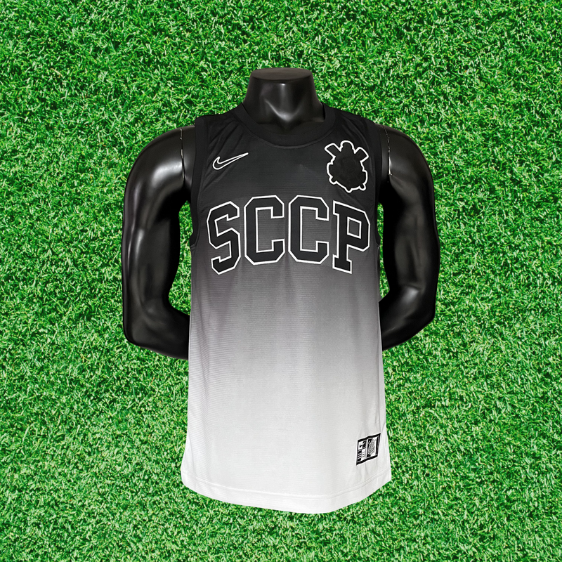 Camiseta sin mangas para aficionados del Corinthians en blanco y negro 25/26 