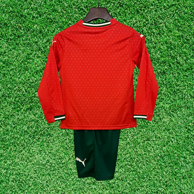 Camiseta de manga larga de Portugal I 2025 para niños 